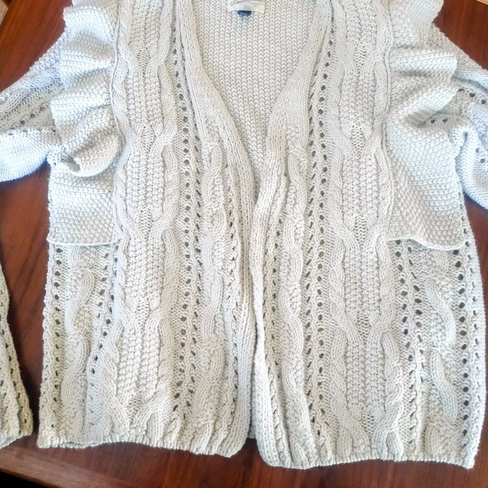 Adorable mostly Cotton Cardigan w ruffle. Very comfy and stylish!